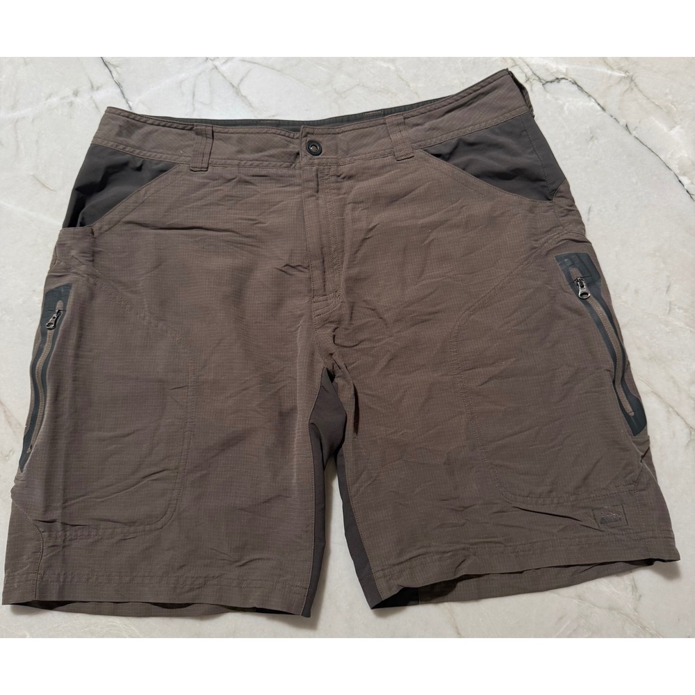 REI Co-op Mens Brown Ripstop Cargo Hiking Shorts Size 36 Stretch Outdoor Trails